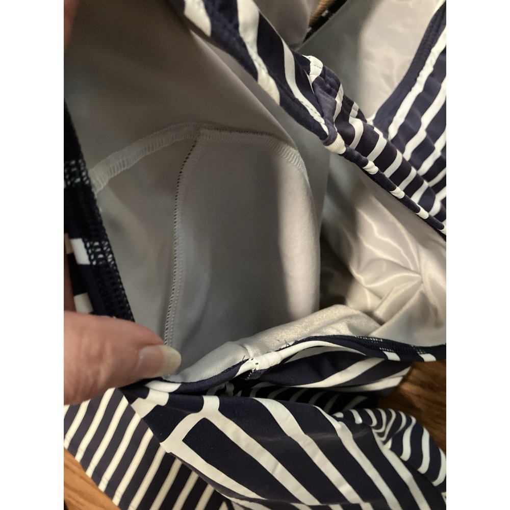 Lands' End High Neck Tankini Swim Top Size 18W DD Navy White Stripes Modest - Picture 3 of 6
